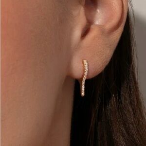 NEW Uncommon James Gold Wishbone Pavé Huggie Earrings